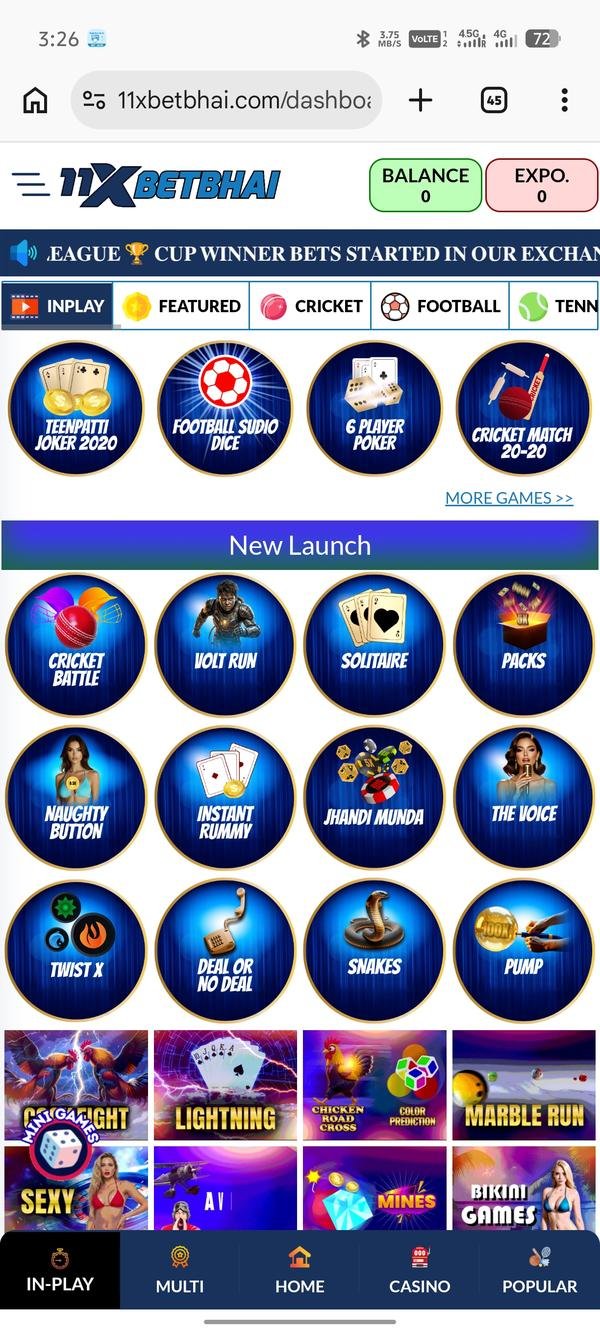 11xbetbhai Platform Dashboard – Cricket, Casino, Teen Patti Games